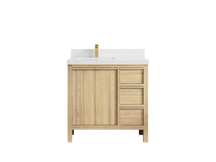 Elizabeth White Oak 36 in. W x 22 in. D Left Offset Sink Bathroom Vanity - photo 49