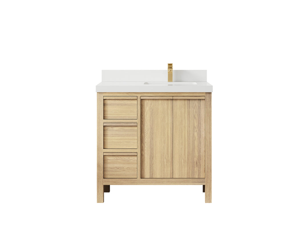 Elizabeth White Oak 36 in. W x 22 in. D Right Offset Sink Bathroom Vanity