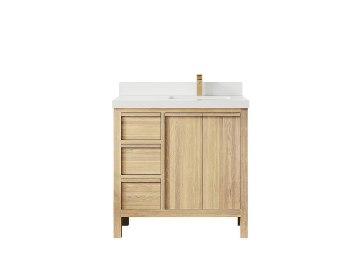 Elizabeth White Oak 36 in. W x 22 in. D Right Offset Sink Bathroom Vanity - photo 49