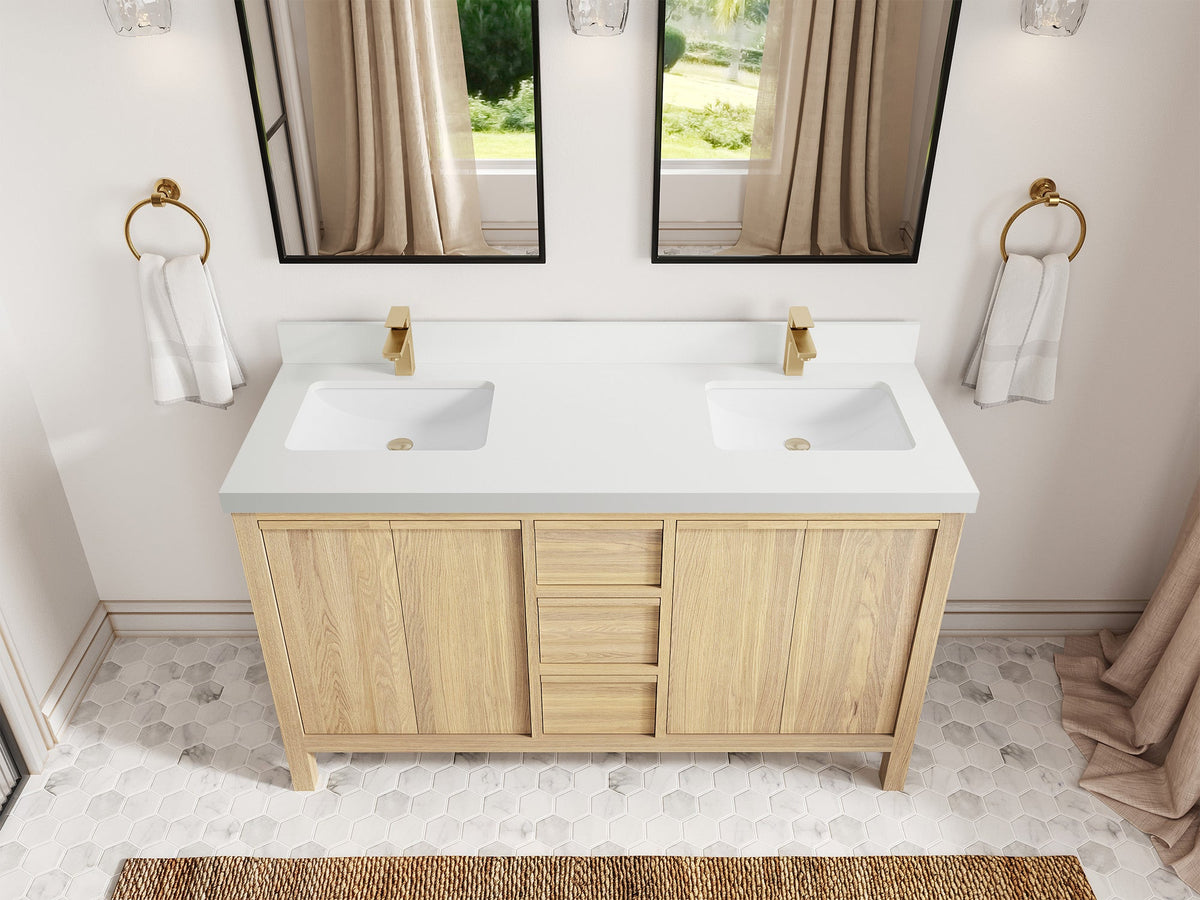 Elizabeth White Oak 60 in. W x 22 in. D Double Sink Bathroom Vanity