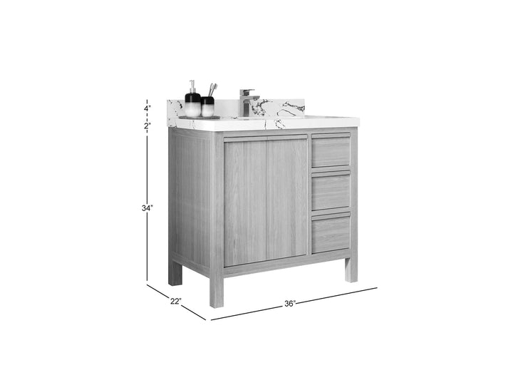 Elizabeth White Oak 36 in. W x 22 in. D Center Sink Bathroom Vanity - photo 6