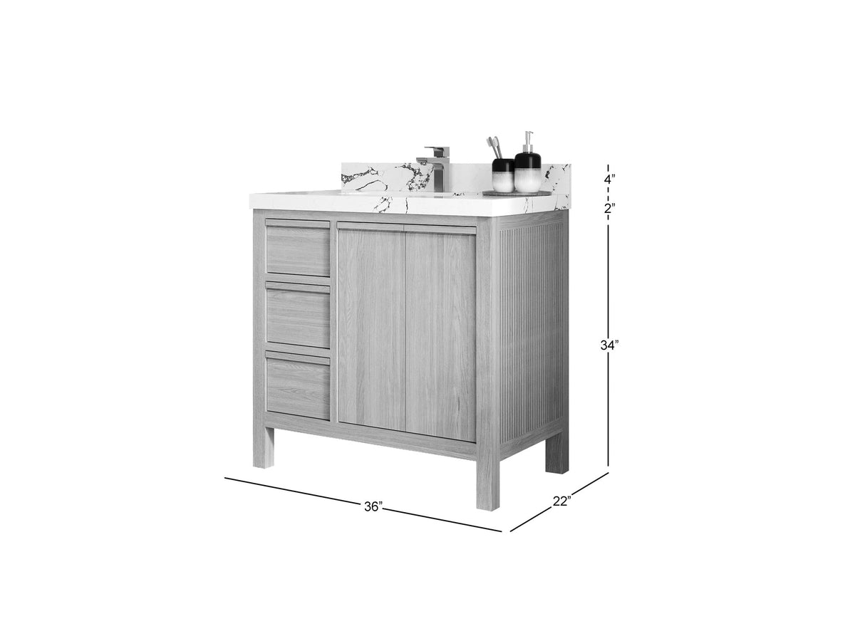Elizabeth White Oak 36 in. W x 22 in. D Center Sink Bathroom Vanity