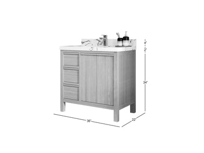 Elizabeth White Oak 36 in. W x 22 in. D Center Sink Bathroom Vanity