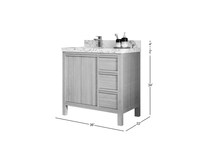 Elizabeth White Oak 36 in. W x 22 in. D Left Offset Sink Bathroom Vanity - photo 5