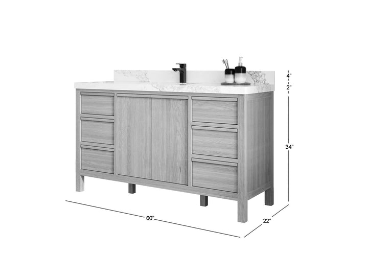 Elizabeth White Oak 60 in. W x 22 in. D Single Sink Bathroom Vanity - photo 5