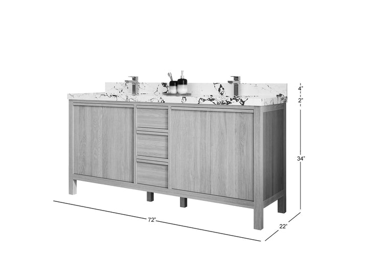 Elizabeth White Oak 72 in. W x 22 in. D Double Sink Bathroom Vanity - photo 5