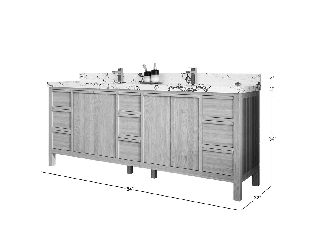 Elizabeth White Oak 84 in. W x 22 in. D Double Sink Bathroom Vanity
