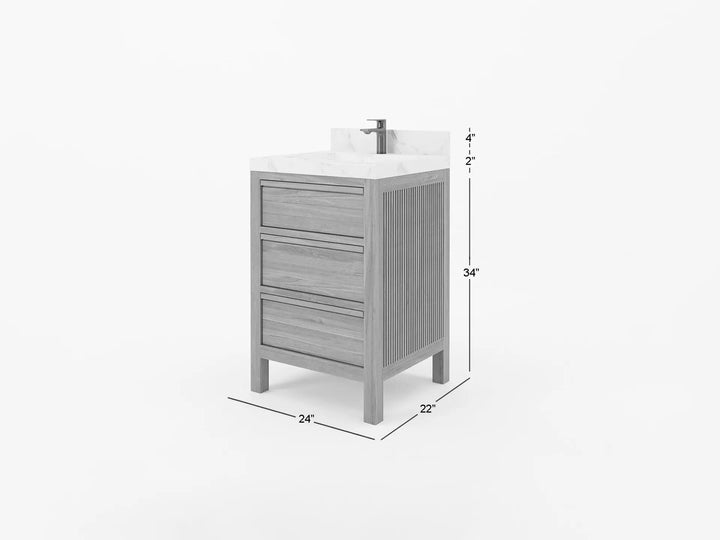 Elizabeth Teak Wood 24 in. W x 22 in. D Single Sink Bathroom Vanity - photo 5