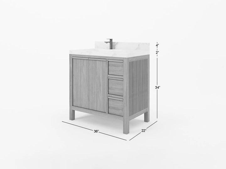 Elizabeth Teak Wood 36 in. W x 22 in. D Left Offset Sink Bathroom Vanity - photo 5