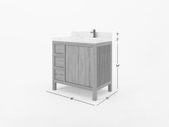 Elizabeth Teak Wood 36 in. W x 22 in. D Right Offset Sink Bathroom Vanity - photo 5