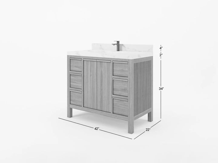 Elizabeth Teak Wood 42 in. W x 22 in. D Single Sink Bathroom Vanity - photo 5
