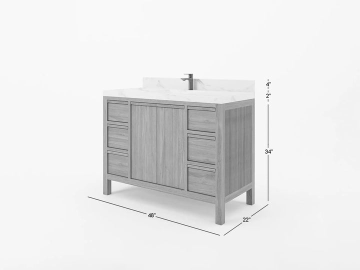Elizabeth Teak Wood 48 in. W x 22 in. D Single Sink Bathroom Vanity - photo 5