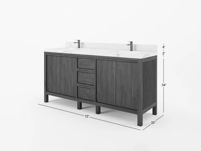 Elizabeth Teak 72 in. W x 22 in. D Double Sink Bathroom Vanity in Dark Natural with Countertop - Dimensions