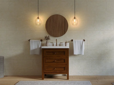 Nashville Teak Wood 30 in. W x 22 in. D Single Sink Bathroom Vanity