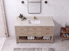 Parker Teak Wood 60 in. W x 22 in. D Single Sink Bathroom Vanity - photo 21