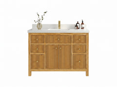 Sonoma Reeded Teak Wood 48 in. W x 22 in. D Single Sink Bathroom Vanity - photo 1