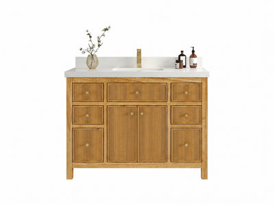 Sonoma Reeded Teak Wood 48 in. W x 22 in. D Single Sink Bathroom Vanity