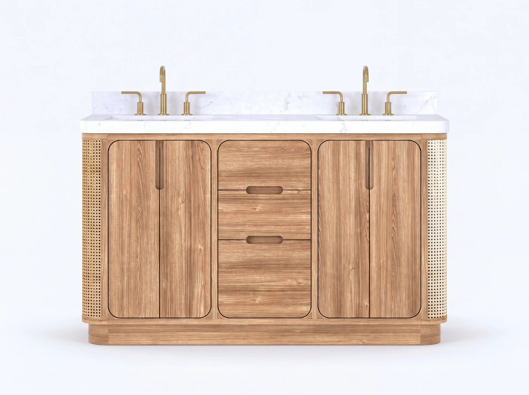 Ventura Teak 60 in. W x 22 in. D Double Sink Bathroom Vanity | 
              
                Light Natural Teak
                
                  
             - VTR_TK_LNT_CA_LZ_60D - photo №1