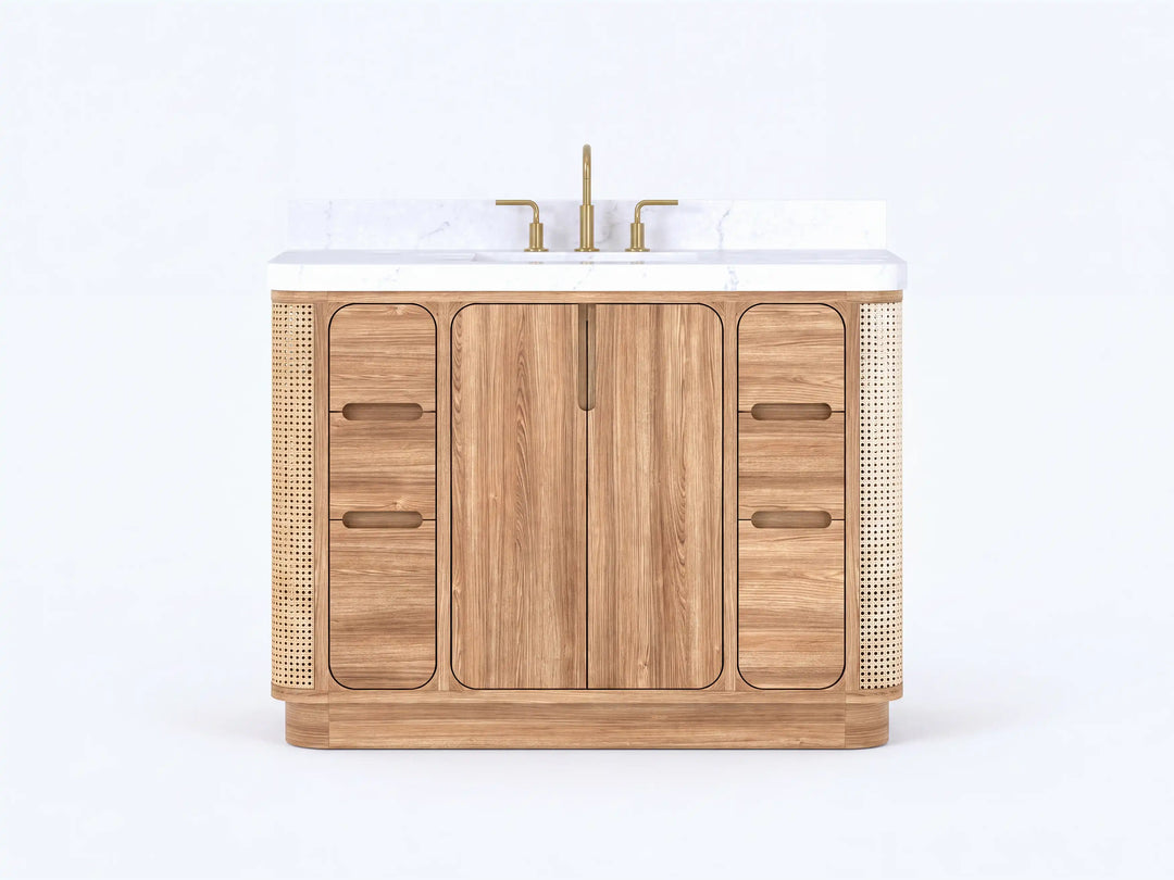 Ventura Teak 48 in. W x 22 in. D Single Sink Bathroom Vanity | 
              
                Light Natural Teak
                
                  
             - VTR_TK_LNT_CARM_48S - photo №1