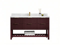 Catalina 60 in W x 22 in D Free Standing Reeded Single Sink Bathroom Vanity - photo 1