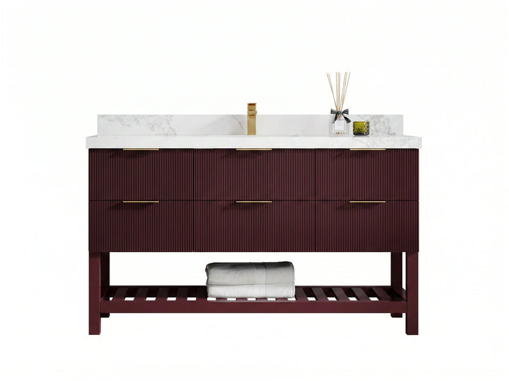 Catalina 60 in W x 22 in D Free Standing Reeded Single Sink Bathroom Vanity - photo 1