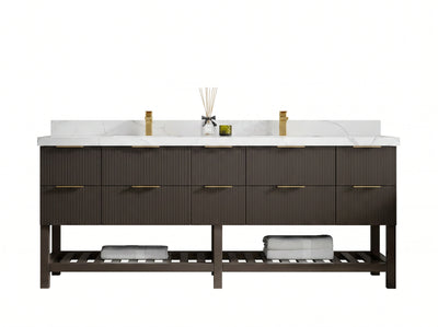 Catalina 84 in W x 22 in D Free Standing Reeded Double Sink Bathroom Vanity