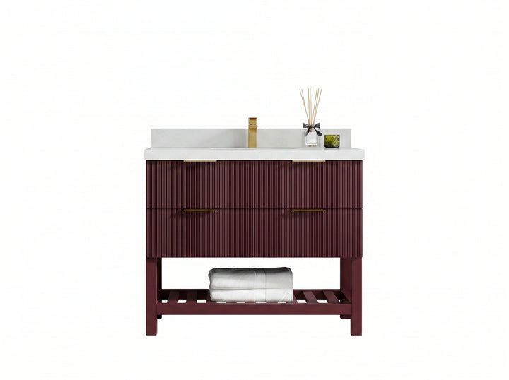 Catalina 42 in W x 22 in D Free Standing Reeded Single Sink Bathroom Vanity - photo 1