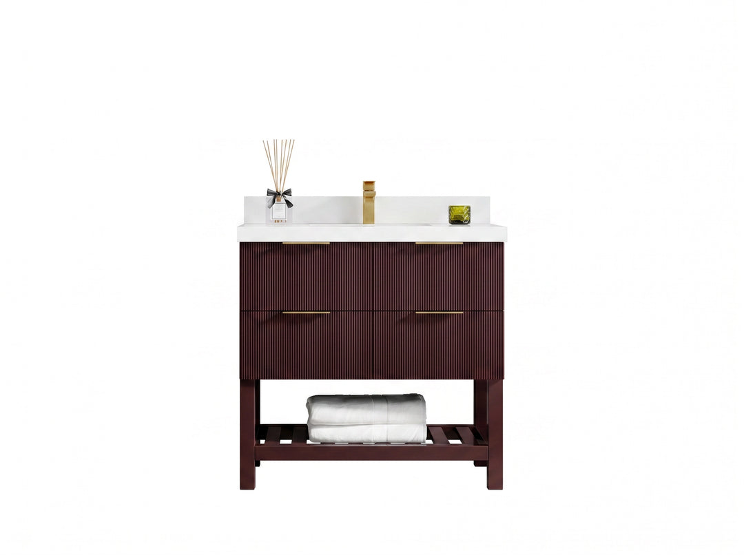 Catalina 36 in. W x 22 in. D Center Sink Bathroom Vanity | 
              
                Burgundy
                
                  
             - CAT_BGD_WHQZ_36 - photo №1