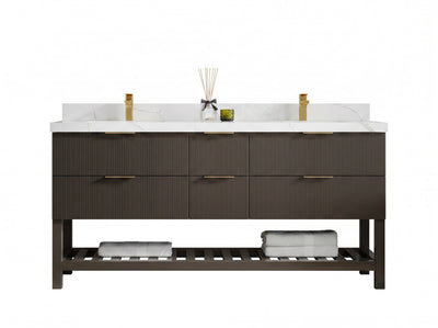 Catalina 72 in W x 22 in D Free Standing Reeded Double Sink Bathroom Vanity