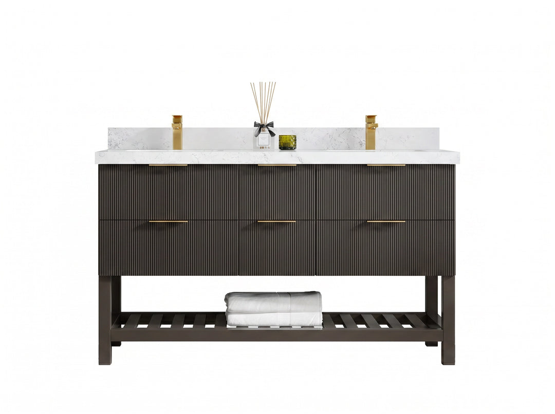 Catalina 60 in W x 22 in D Free Standing Reeded Double Sink Bathroom Vanity | 
              
                Urbane Bronze
                
                  
             - CAT_URB_CARM_60D - photo №1