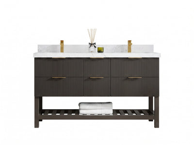 Catalina 60 in W x 22 in D Free Standing Reeded Double Sink Bathroom Vanity