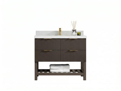 Catalina 42 in W x 22 in D Free Standing Reeded Single Sink Bathroom Vanity