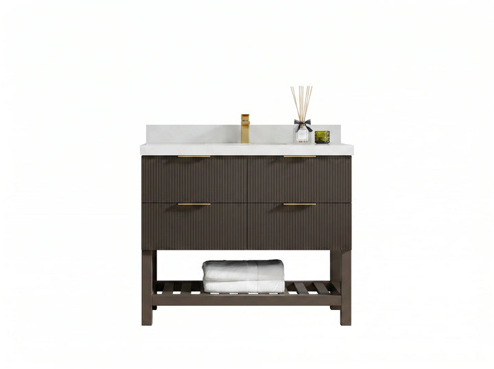 Catalina 42 in W x 22 in D Free Standing Reeded Single Sink Bathroom Vanity - photo 1