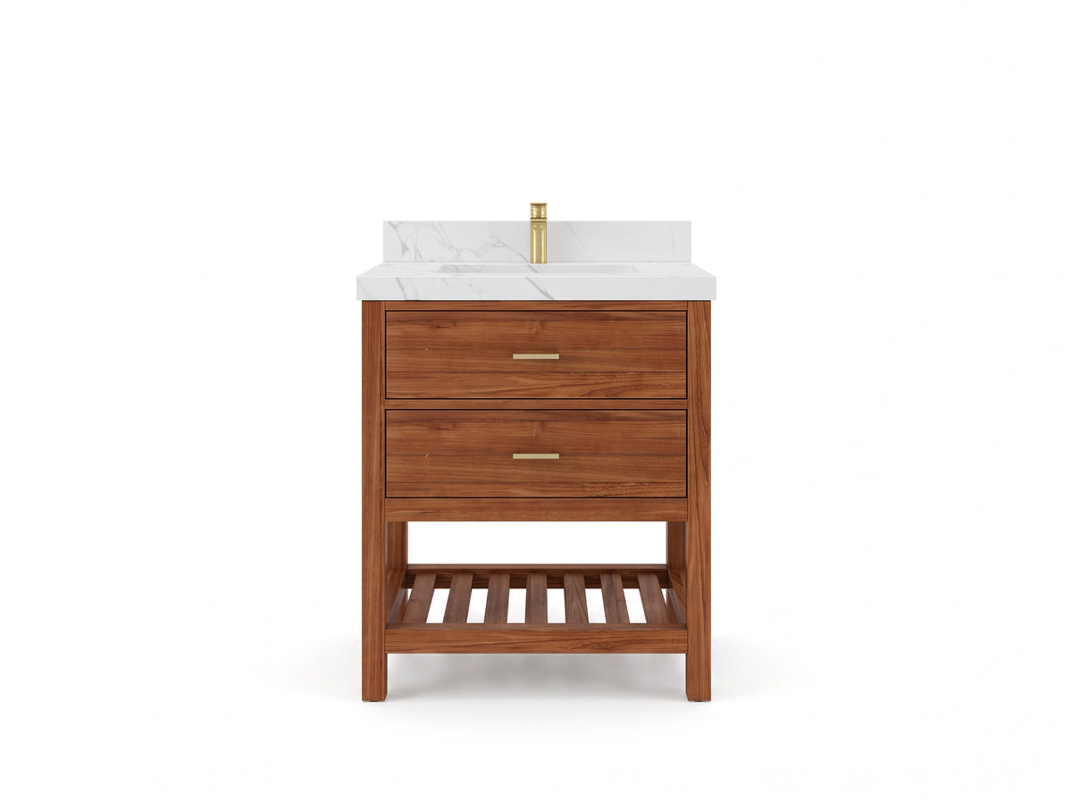 Parker Teak Wood 30 in. W x 22 in. D Single Sink Bathroom Vanity
