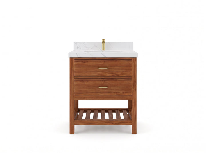 Parker Teak Wood 30 in. W x 22 in. D Single Sink Bathroom Vanity - photo 1
