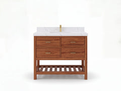 Parker Teak Wood 42 in. W x 22 in. D Single Sink Bathroom Vanity - photo 1