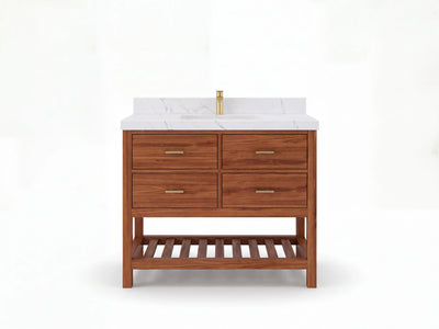 Parker Teak Wood 42 in. W x 22 in. D Single Sink Bathroom Vanity