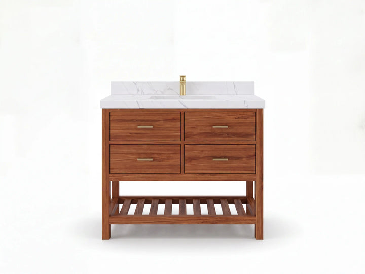 Parker Teak Wood 42 in. W x 22 in. D Single Sink Bathroom Vanity - photo 1
