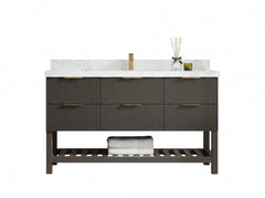 Catalina 60 in W x 22 in D Free Standing Reeded Single Sink Bathroom Vanity - photo 1