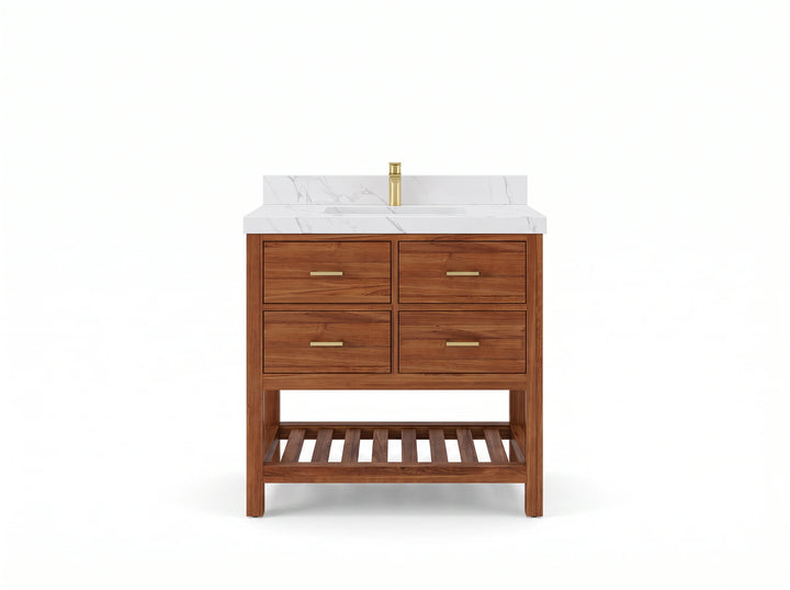 Parker Teak Wood 36 in. W x 22 in. D Center Sink Bathroom Vanity - photo 1