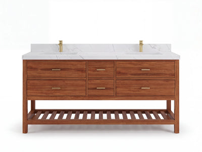 Parker Teak Wood 72 in. W x 22 in. D Double Sink Bathroom Vanity