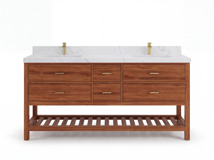 Parker Teak Wood 72 in. W x 22 in. D Double Sink Bathroom Vanity - photo 1