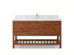 Parker Teak Wood 60 in. W x 22 in. D Single Sink Bathroom Vanity - photo 1