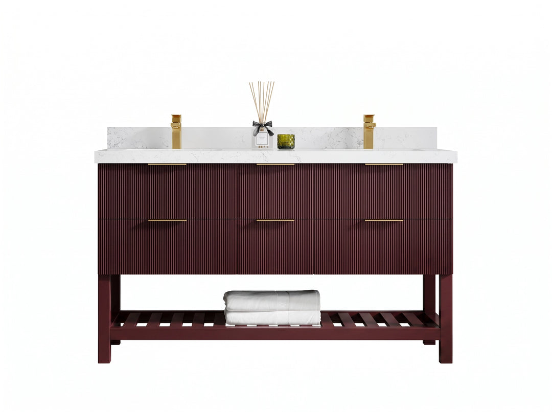 Catalina 60 in W x 22 in D Free Standing Reeded Double Sink Bathroom Vanity | 
              
                Burgundy
                
                  
             - CAT_BGD_ARB_60D - photo №1
