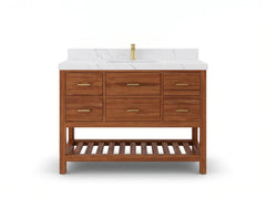Parker Teak Wood 48 in. W x 22 in. D Single Sink Bathroom Vanity - photo 1