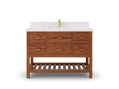 Parker Teak Wood 48 in. W x 22 in. D Single Sink Bathroom Vanity