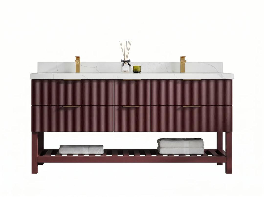 Catalina 72 in W x 22 in D Free Standing Reeded Double Sink Bathroom Vanity | 
              
                Burgundy
                
                  
             - CAT_URB_ARB_72D - photo №1