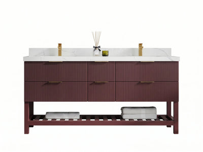 Catalina 72 in W x 22 in D Free Standing Reeded Double Sink Bathroom Vanity