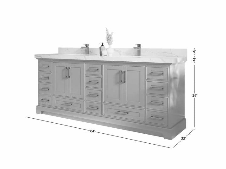 Boston Fenway 84 in. W x 22 in. D Double Sink Bathroom Vanity - photo 5