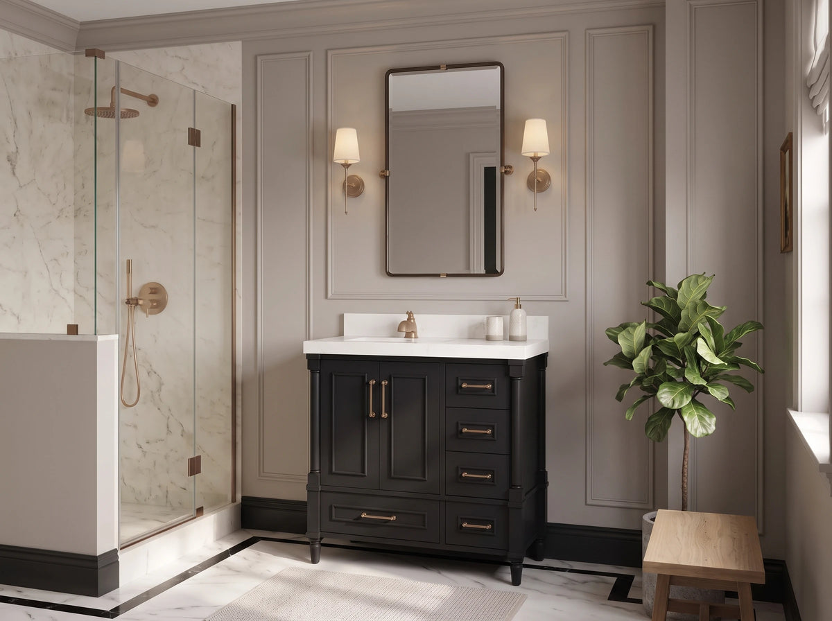 Aberdeen 36 in. W x 22 in. D Left Offset Sink Bathroom Vanity